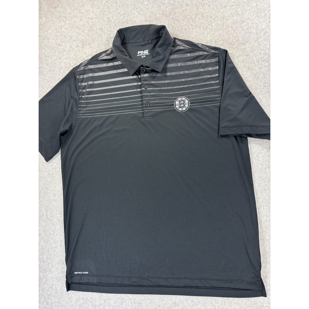 Boston‎ Bruins Ping Collection Stitched Logo Polo Shirt (Men's XL) Black